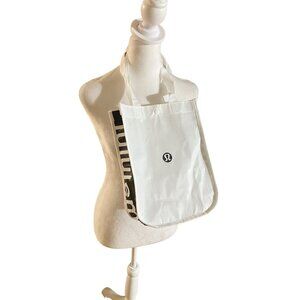 Lululemon Small White Reusable Tote Bag With Black Side Panels